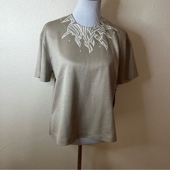 Vintage Deadstock | Peter Popovitch shimmer short sleeve blouse NEW MEDIUM - Picture 7 of 7